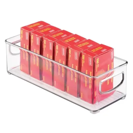 mDesign Small Plastic Office Storage Container Bin with Handles, 6 Pack - Clear image {3}