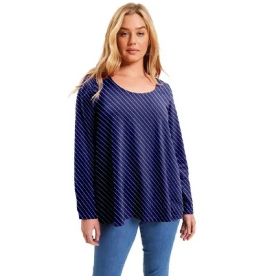 June + Vie by Roaman's Women&rsquo;s Plus Size Long-Sleeve Swing One + Only Tee image {5}