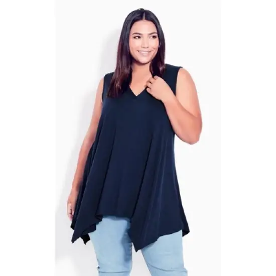 Women's Plus Size V Neck Swing Tank - navy | AVENUE image {3}