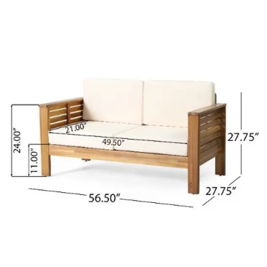 Sapphtopaz Patio Sofa with Shutter-Slat Design & Water-Resistant Cushions, Acacia Wood Outdoor Sofa, Outdoor Club Chair, Outdoor Sofa Chair image {3}