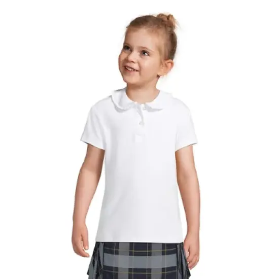 Lands' End Girls Short Sleeve Ruffled Peter Pan Collar Knit Shirt image {2}