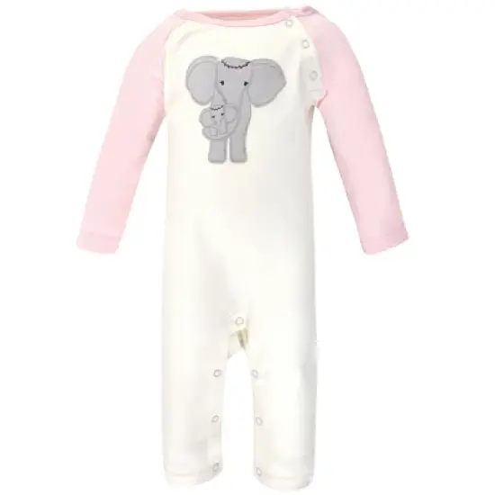 Touched by Nature Baby Girl Organic Cotton Coveralls 2pk, Girl Elephant image {3}
