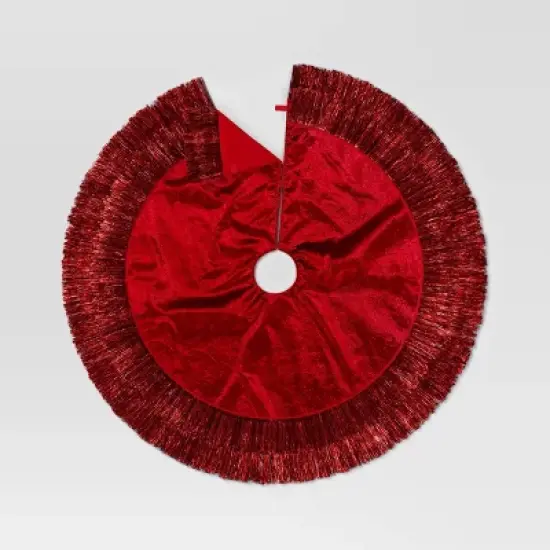 48" Christmas Tonal Tinsel Tree Skirt Red - Wondershop&trade; image {3}