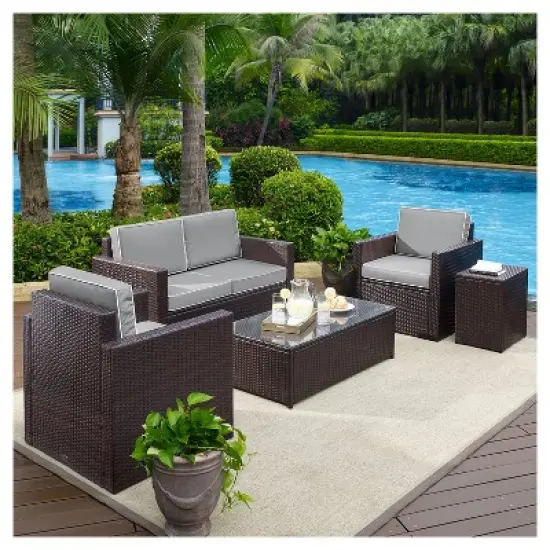 Palm Harbor 5pc All-Weather Wicker Patio Conversation Set - Crosley image {6}