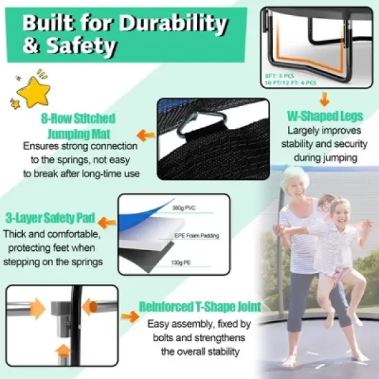 Costway 8FT Recreational Trampoline w/ Ladder Enclosure Net Safety Pad Outdoor image {2}