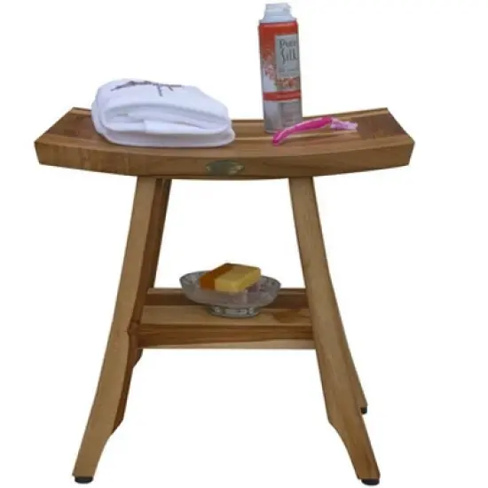 EcoDecors&reg; Satori&reg; 18" Teak Wood Shower Bench with Shelf in EarthyTeak Finish - Target Plus Natural 18"L x 12"D x 18"H image {3}