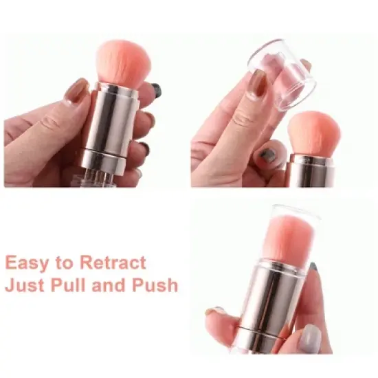 Unique Bargains 5 in 1 Makeup Brush Set Foundation Sponge Brush Eyebrow Brush Plastic Handle Pink 5.2Inches Height 1 Set image {5}