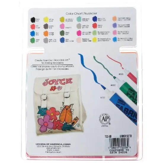 Fabric Brush Markers 6ct Marvy Uchida -Pastel: Non-Toxic, Fine & Bold Tips, School Supplies for Kids, Ages 12+ image {3}