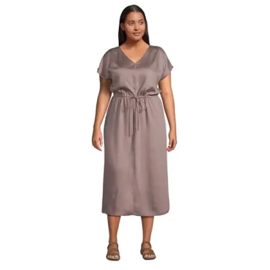 Lands' End Women's Tencel V-Neck Midi Dress image {2}