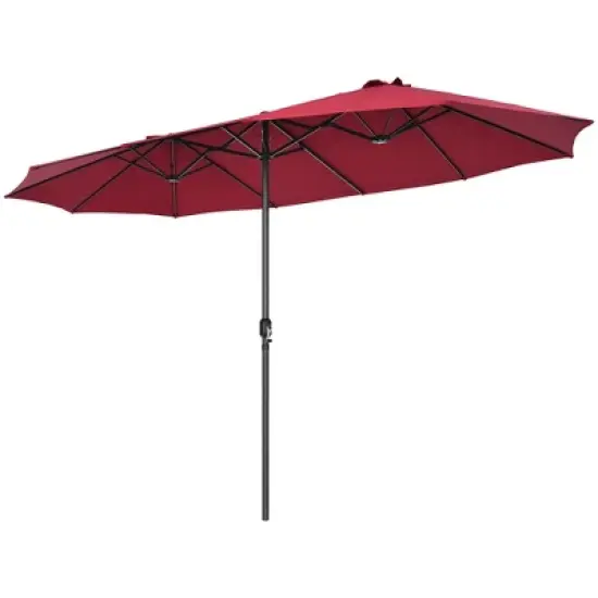 Costway 15FT Patio Double-Sided Umbrella Crank Outdoor Garden Market Sun Shade Red\Blue\Coffee\Beige\Navy\Orange\Turquoise image {15}