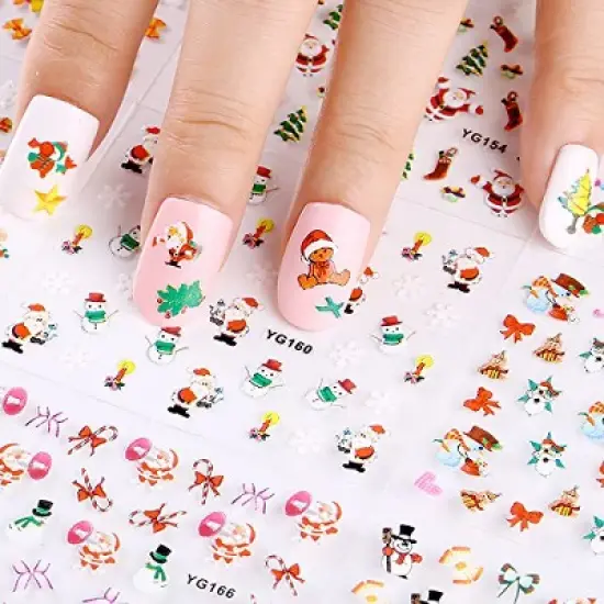 Wrapables 24 Sheets Falala Christmas Nail Stickers Holiday Nails Set Nail Art Sheets image {3}