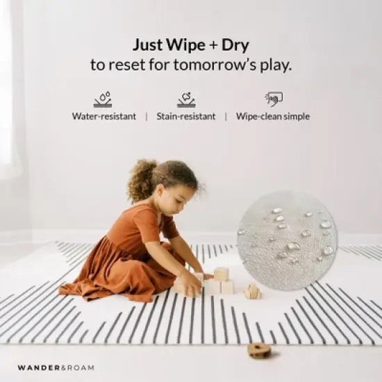 Wander & Roam Reversible Baby PlayMat - Large, Art Deco Inspired&nbsp;Design - Black and White image {8}