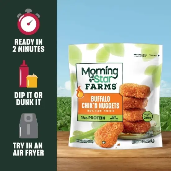 MorningStar Farms Veggitizers Frozen Plant Based Chik'n Nuggets Buffalo - 10.5oz image {4}