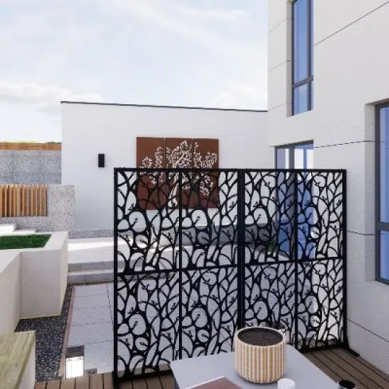 PAGED 72"H x 45.3"W Metal Outdoor Privacy Screen, Outdoor Privacy Screen Freestanding, Balcony Privacy Screen, Room Dividers and Patio Privacy Screens image {1}