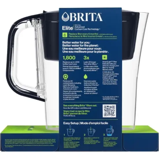 Brita Water Filter 6 Cup Denali Water Pitcher Dispenser with Elite Water Filter image {5}