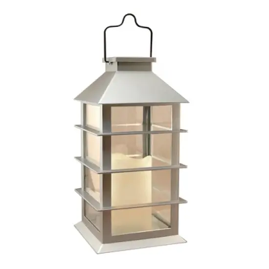 LumaBase Solar-Powered Lantern with LED Candle - Horizontal image {2}