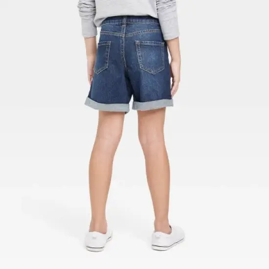 Girls' Embroidered Midi Jean Shorts - Cat & Jack&trade; Dark Wash image {1}