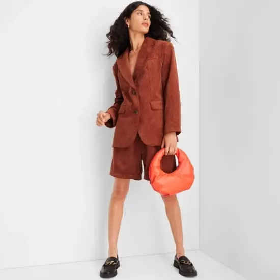 Women's Long Sleeve Notched Collar Cord Blazer - Future Collective&trade; with Reese Blutstein Rust image {2}