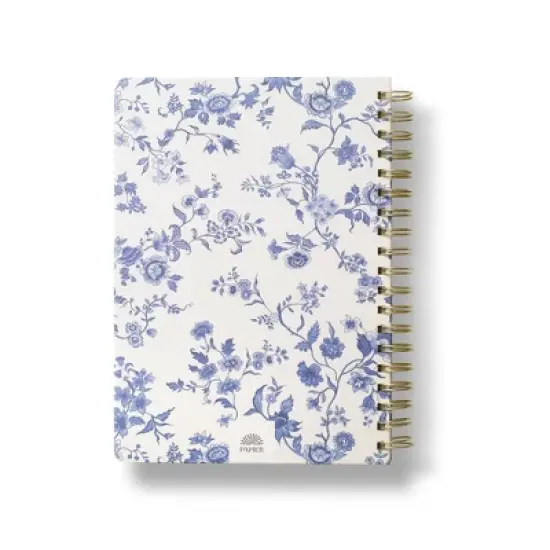 PAPIER 150pg Reading Journal 9.84" Spiral Floral and Text Block Hard Cover image {1}