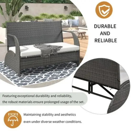 Versatile outdoor loveseat that converts to four seats and a table, suitable for gardens and lawns image {2}