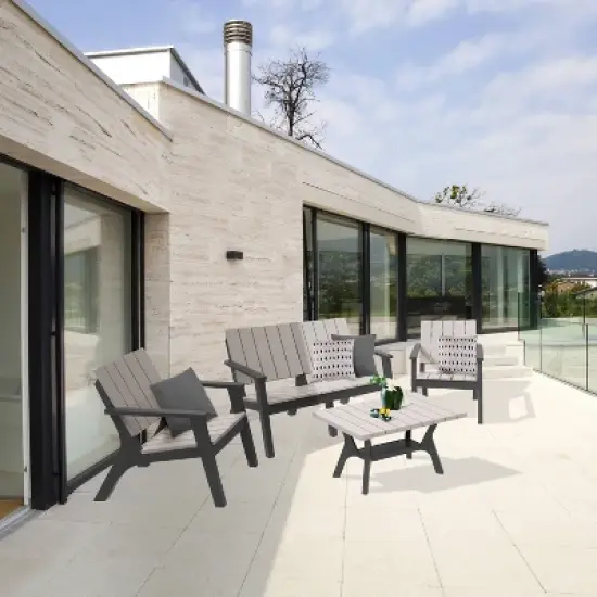 Enzo 4pc Faux Wood All-Weather Conversation Chat Set - DUKAP image {1}