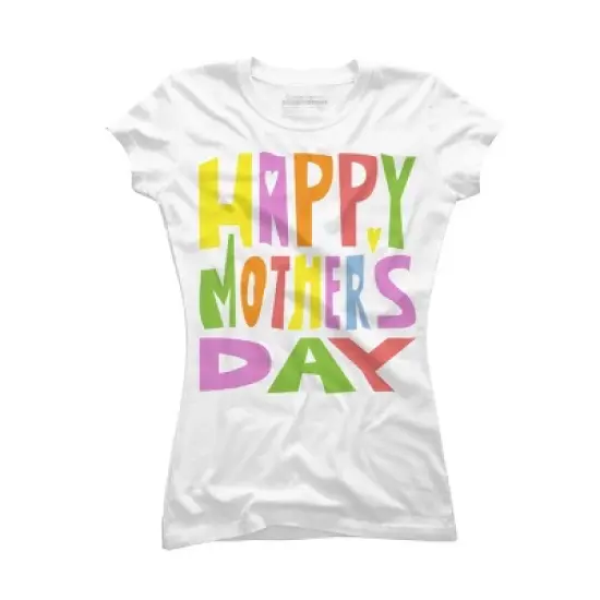 Junior's Design By Humans Happy Mother's Day Colorful Text By Yunta T-Shirt image {3}