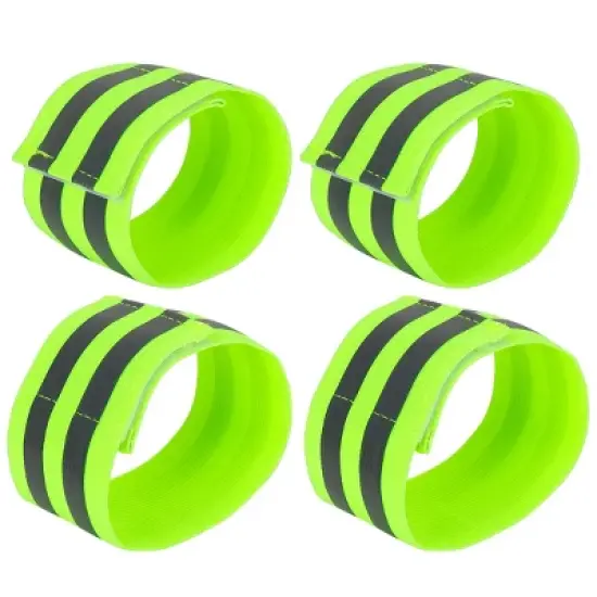 Unique Bargains Reflective Bands for Wrist Ankle Reflective Wristbands Slaps High Visibility Night Riding Reflector Tape Straps Bracelet Green 4 Pcs image {6}