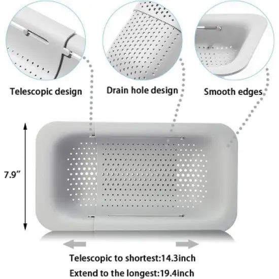 Collapsible Sink Colanders and Strainers Basket Over the Sink Colander Collapsible Colander Extendable Plastic Fruit image {2}
