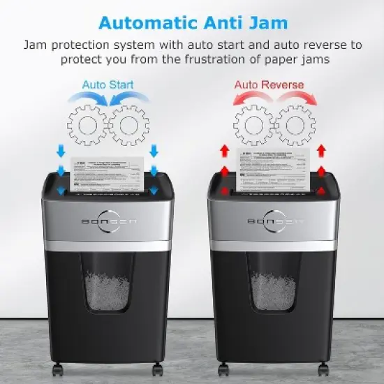 BONSEN 12-Sheet Micro Cut Paper Shredder, P-4 Security, 55dB Ultra-Quiet, 40-Min Shredding, Shreds Credit Cards/Staples, 5.3-Gal Pullout Bin image {5}