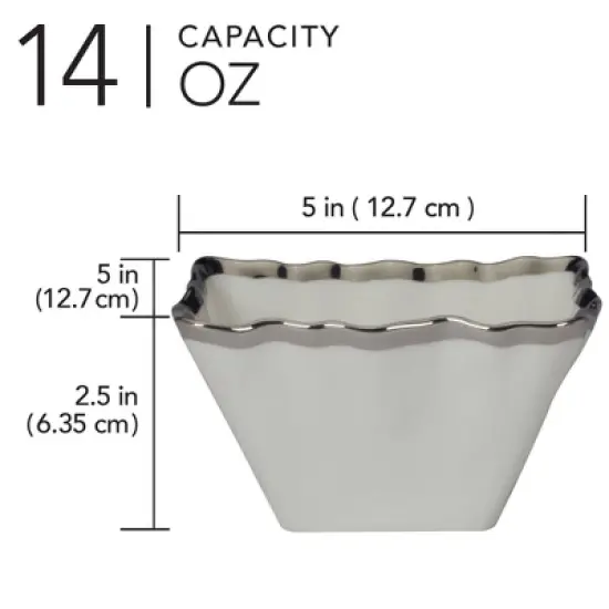 Certified International Set of 4 14oz Regency Square Snack Bowls Silver image {3}