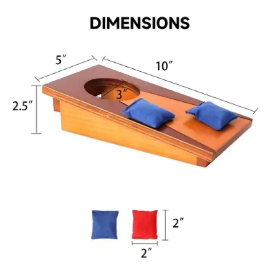 GSE 10"x5" Mini Tabletop Cornhole Toss Game Set with 8 Bean Bags, Wooden Desktop Corn Hole Game Set image {4}