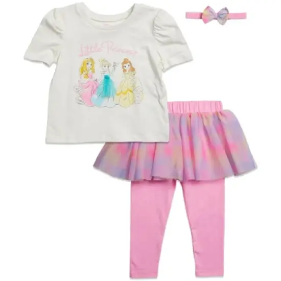 Disney The Little Mermaid Princess Cinderella Girls T-Shirt Leggings and Headband 3 Piece Outfit Set Toddler to Little Kid image {8}