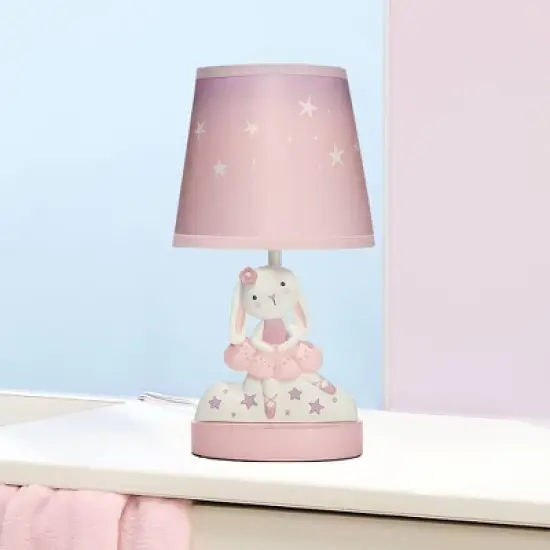 Bedtime Originals Tiny Dancer Pink/White Lamp with Shade & Includes LED Light Bulb by Lambs & Ivy image {2}