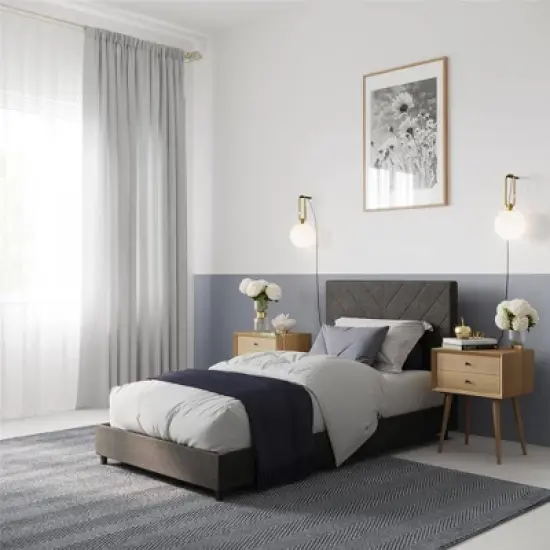 Yanis Upholstered Bed with USB - Room & Joy image {3}