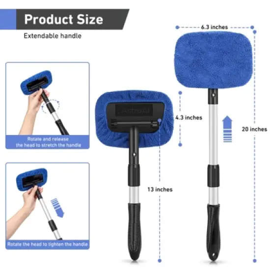 AstroAI Microfiber Car Windshield Cleaner, Car Window Cleaner Kit with 4 Reusable Pads image {2}