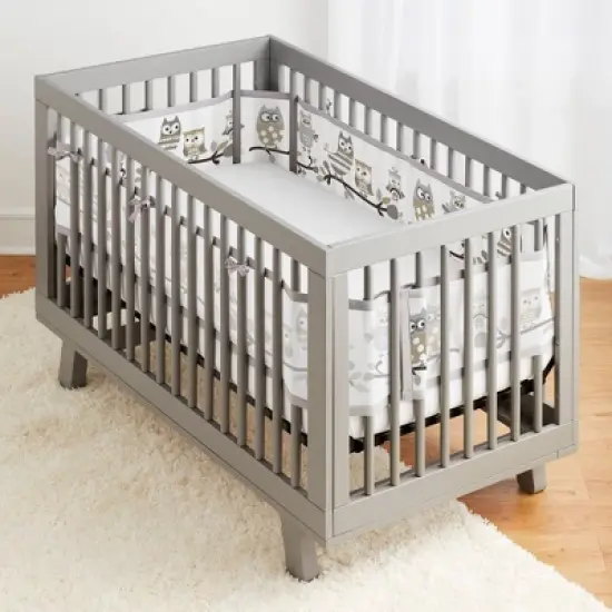 BreathableBaby Breathable Mesh Crib Liner - Classic Collection - Owl Fun Gray image {1}