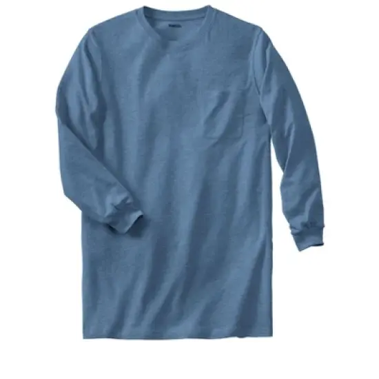 KingSize Men's Big & Tall Shrink-Less&trade; Lightweight Longer-Length Long-Sleeve Crewneck Pocket Tee image {8}