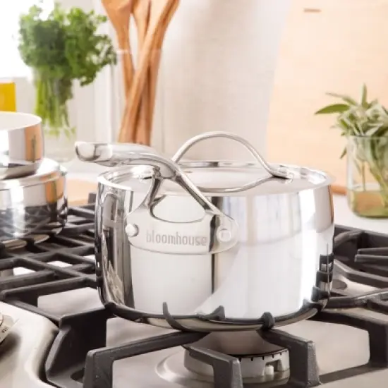 Bloomhouse 3-QT Triply Stainless Steel Sauce Pan w/ Non-Stick Non-Toxic Pro Ceramic Interior image {4}