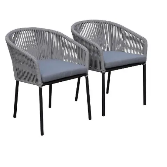 Courtyard Casual Osborne Black Aluminum Outdoor Dining Chairs, 2 pc set with Cushions image {10}