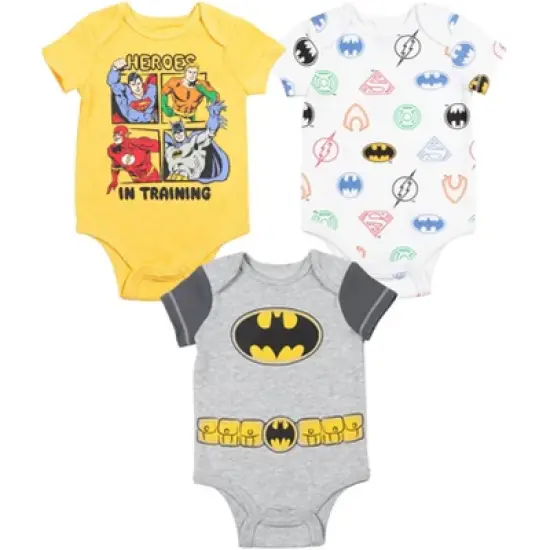 DC Comics Justice League The Flash Superman Batman Baby 3 Pack Bodysuits Newborn to Infant  image {8}
