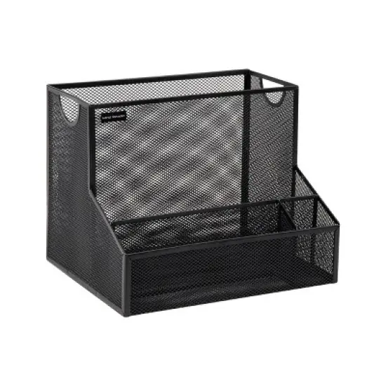 Mind Reader Desktop Organizer, Vertical File Storage, Letter Size, Office, Metal Mesh, 12.15"L x 9.5"W x 9.5"H, Black image {5}