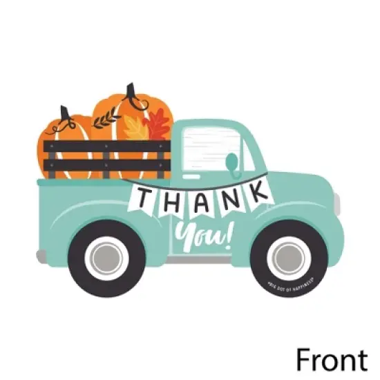 Big Dot of Happiness Happy Fall Truck - Shaped Thank You Cards - Harvest Pumpkin Party Thank You Note Cards with Envelopes - Set of 12 image {2}