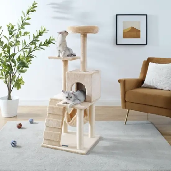 Sam's Pets Decker 51 Inch Cream Cat Tree image {8}