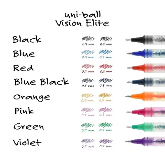 uni-ball Vision Elite Rollerball Pens Bold Point Black Ink 470087 image {4}
