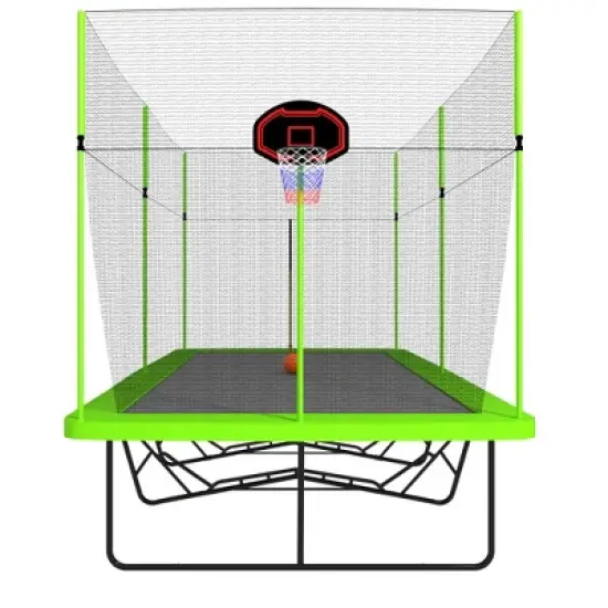 QingMoon 10FT &times; 17FT Rectangle Recreational Trampoline With A PE Protective Cover,Basketball Board,Net,Inflatable Device,Ladder For Kids Adults image {5}