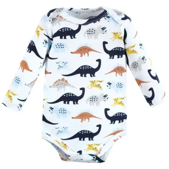 Hudson Baby Infant Boy Cotton Long-Sleeve Bodysuits, Hugasaurus image {3}