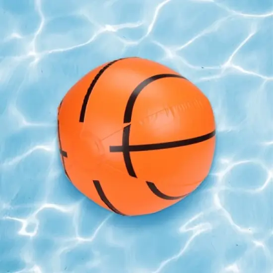 Pool Central Inflatable 6-Panel Beach Basketball -  16" - Orange image {2}