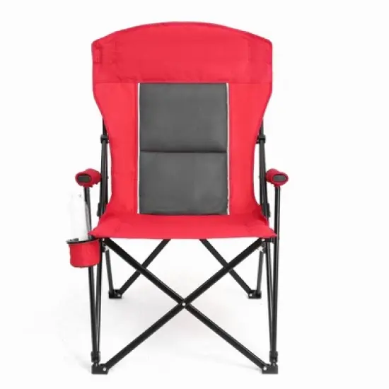 Sevobal Outdoor Portable Chairs High Back Lawn Chair with Cup Holder and Collapsible Design for Backyard Garden Patio, Red, 9.06"*6.69"*36.22" image {3}