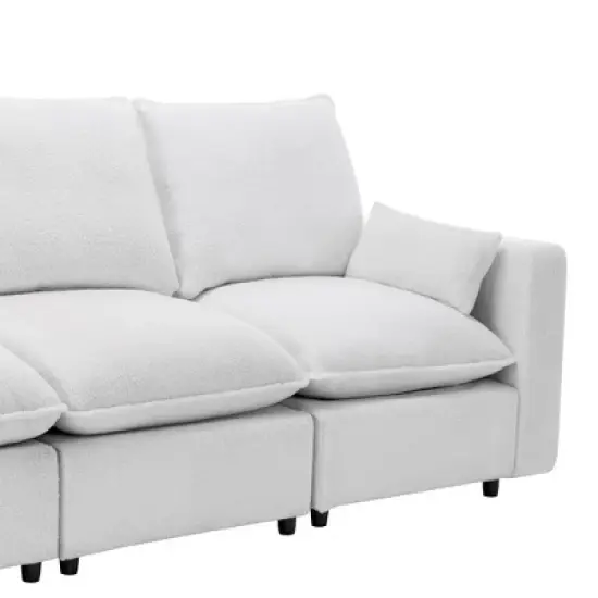 3 Seat Sofa with Removable Cushions and 2 Pillows, Teddy Fabric Upholstered Couch-ModernLuxe image {9}