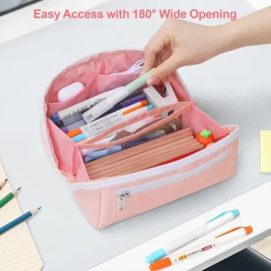 Pencil Case for Girls - Large Capacity Pencil Pouch for Teens College Middle and High School image {2}